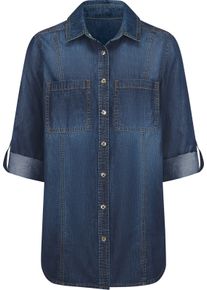 Damen Jeansbluse mit abgerundetem Saum blue-stone-washed