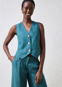 Weste aus reinem Leinen in petrol, Gr&ouml;sse 44, bonprix