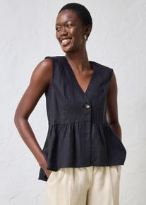 Gilet sans manches 100 % lin en noir, Taille 54, bonprix