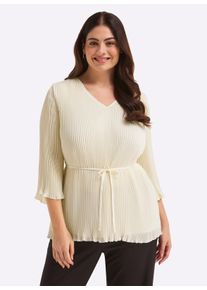 sheego Witt Damen Tunika mit Plisseefalten, champagner, Gr&ouml;&szlig;e 46, 100% Polyester