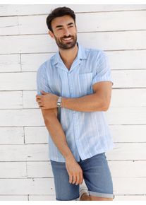 Catamaran Witt Herren Kurzarmhemd mit Streifen-Dessin, garngef&auml;rbt, hellblau-wei&szlig;-gestreift, Gr&ouml;&szlig;e 43/44, 100% Baumwolle