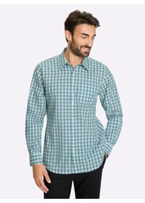 Catamaran Witt Herren Langarmhemd aus Popeline, garngef&auml;rbt, salbei-wei&szlig;-kariert, Gr&ouml;&szlig;e 39/40, 100% Baumwolle