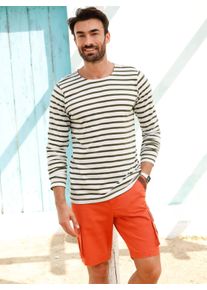 Catamaran Witt Herren Langarmshirt mit garngef&auml;rbten Streifen, khaki-ecru-gestreift, Gr&ouml;&szlig;e 60/62, 100% Baumwolle