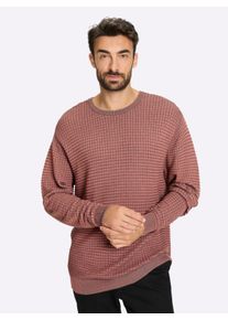 Marco Donati Witt Herren Rundhalspullover mit Strukturmuster, rosenholz-anthrazit, Gr&ouml;&szlig;e 48, 50% Baumwolle, 50% Polyacryl