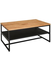 Mid.you Couchtisch , Naturfarben, Schwarz , Holz, Metall , Eiche , massiv , rechteckig , U-Form , 65x45.5x105 cm , Wohnzimmer, Wohnzimmertische, Couchtische, Couchtische Metall