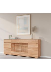 Goodproduct, GOODproduct Sideboard &raquo;VETRO Teilmassiv, Fronten Massivholz, Wohnzimmer, Stauraum,Griffmulde&laquo; B/T/H:199/40/85cm, 2 Schubladen, 7F&auml;cher, 