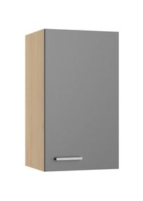 Kochstation, KOCHSTATION H&auml;ngeschrank &raquo;KS-Lucy&laquo; Breite 40 cm, mit 1 T&uuml;r, 2 Einlegeb&ouml;den, Soft-Close, basaltgrau, eiche hell, B/H/T: 40 cm x 70,4 cm x 