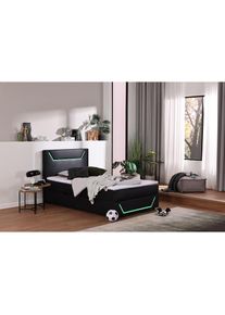 Home Affaire, Home Affaire Boxbett &raquo;GALAXY inkl. Bettkasten, mit gr&uuml;ner LED-Beleuchtung, Breite: 120cm&laquo; Gamingbett mit Kunstlederbezug in schwarz, 