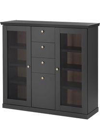 Home Affaire, Home Affaire Highboard &raquo;Lincoln, moderner Schrank, schwarzer Stauraumschrank, 129 cm breit&laquo; edles Design, messingfarbene Knopfgriffe, 
