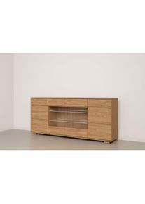 Goodproduct, GOODproduct Sideboard &raquo;VETRO Teilmassiv, Fronten Massivholz, Wohnzimmer, Stauraum,Griffmulde&laquo; B/T/H:199/40/85cm, 2 Schubladen, 7F&auml;cher, 