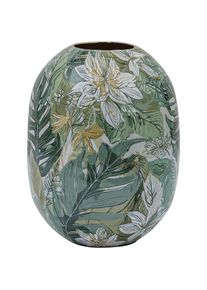 Creativ Home, Creativ home Tischvase &raquo;Vase&laquo; mit floralem Dekor, gr&uuml;n, B/H/T: 24 cm &Oslash; 18 cm