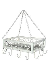 AMBIENTE HAUS, H&auml;ngekorb &raquo;Topfh&auml;nger Romance aus Holz/Eisen/Weiss&laquo;, wei&szlig;, Holzwerkstoff