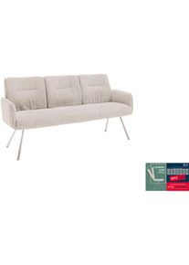 MCA furniture, MCA furniture Sitzbank &raquo;Delane&laquo; 1 Stk. tlg. Taschenfederkern, Lehnenkippfunktion, Armlehnen, beweglicher R&uuml;cken, creme, edelstahlfarben