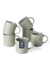 Goodproduct, GOODproduct Becher &raquo;Kaffeebecher Ylvii, 6er Set&laquo; Riffeloptik, sp&uuml;lmaschinenfest und mikrowellengeeignet, 460 ml, reactive gr&uuml;n, Steinzeug
