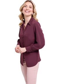 Damen Longbluse mit Spitzenbesatz burgund