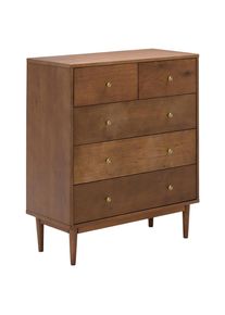 Mid.you Sideboard , Goldfarben, Walnussfarben , Metall , Eiche , furniert, massiv , 5 Schublade(n) Schubladen , 85x99x40 cm , Kleinm&ouml;bel, Kommoden, Sideboards