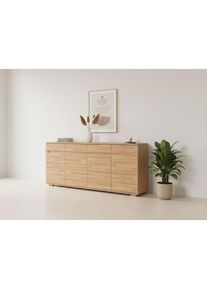 Goodproduct, GOODproduct Sideboard &raquo;VETRO Teilmassiv, Fronten Massivholz, Wohnzimmer, Stauraum,Griffmulde&laquo; B/T/H:199/40/85cm, 4Schubladen, 8 