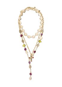 Bershka Kette Damen Gr&ouml;&szlig;e One Size gelb / gold / magenta / rubinrot