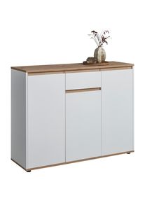 CARRYHOME Sideboard , Weiss, Eiche Artisan , Holzwerkstoff , 5 F&auml;cher , 1 Schublade(n) Schubladen , 120x93x38 cm , Beim&ouml;bel erh&auml;ltlich, stehend , Kleinm&ouml;bel, Kommoden, Sideboards
