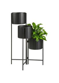 Ambia Home Blumentopf , Schwarz , Metall , Uni , 37x65x37 cm , Abstufung auf der Innenseite , Dekoration, Blumen & Blument&ouml;pfe, &Uuml;bert&ouml;pfe
