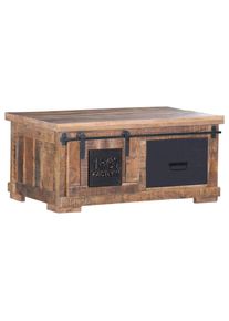 Landscape Couchtisch , Naturfarben, Schwarz , Holz, Metall , Mangoholz,Mangoholz , massiv,massiv , 1 Schublade(n) Schubladen , rechteckig , eckig , 70x45x100 cm , Stauraum , Wohnzimmer, Wohnzimmertische, Couchtische, Couchtische Metall