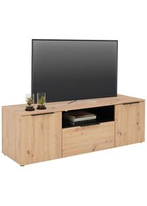 Xora Lowboard , Schwarz, Eichefarben , Kunststoff , 2 F&auml;cher , 160x51.7x50 cm , FSC MIX , stehend , Wohnzimmer, TV M&ouml;bel, Lowboards, Lowboards stehend