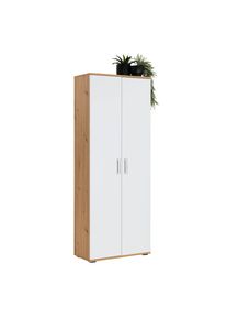 Xora Mehrzweckschrank , Weiss, Eiche Artisan , Kunststoff , 5 F&auml;cher , 70x178.9x33.5 cm , stehend , Waschk&uuml;che, Mehrzweckschrank