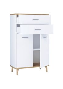 Mid.you Highboard , Weiss, Eichefarben , Metall , Holzoptik , 1 F&auml;cher , 2 Schublade(n) Schubladen , 60x97x28 cm , stehend, in verschiedenen Holzdekoren erh&auml;ltlich , Kleinm&ouml;bel, Kommoden, Highboards