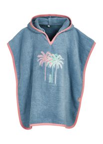Playshoes Badeponcho 'Palmen' M&auml;dchen Gr&ouml;&szlig;e 122/128 taubenblau / mint / himbeer / wei&szlig;