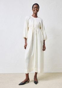 Maxikleid aus reinem Leinen in weiss, Gr&ouml;sse 50, bonprix