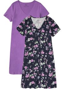 Kurzes Nachthemd aus reiner Baumwolle (2er Pack) in lila, Gr&ouml;sse 40/42 (M), 100% Baumwolle, bonprix