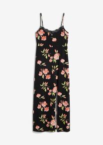 Langes Nachthemd mit feiner Spitze in schwarz, Gr&ouml;sse 44/46 (L), 100% Baumwolle, bonprix