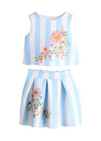 next Set: Top und Rock M&auml;dchen Gr&ouml;&szlig;e 98 blau / gr&uuml;n / rosa / wei&szlig;