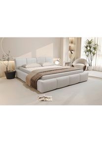 CARRYHOME Polsterbett , Naturfarben , Holz, Metall , Birke , Schichtholz , 200x200 cm , Bettkasten, gepolstertes Kopfteil, In verschiedenen Gr&ouml;ssen erh&auml;ltlich , Schlafzimmer, Betten, Polsterbetten