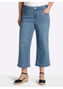 sheego Witt Damen 7/8-Jeans mit weitem Bein, blue-bleached, Gr&ouml;&szlig;e 54, 95% Baumwolle, 3% Polyester, 2% Elasthan