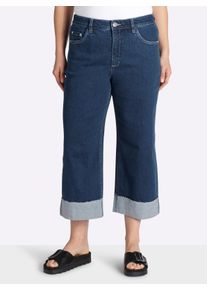 sheego Witt Damen 7/8-Jeans mit breitem Saum-Umschlag, blue-stone-washed, Gr&ouml;&szlig;e 42, 95% Baumwolle, 3% Polyester, 2% Elasthan. Einsatz: 85% Polyamid, 15% 
