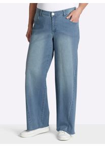 sheego Witt Damen Jeans mit weitem, ausgestelltem Bein, blue-bleached, Gr&ouml;&szlig;e 42, 99% Baumwolle, 1% Elasthan