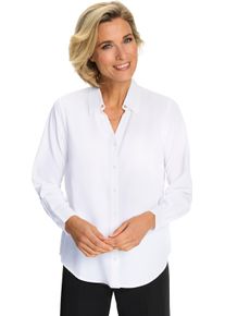 Damen Langarmbluse mit goldfarbener Zierkette ecru