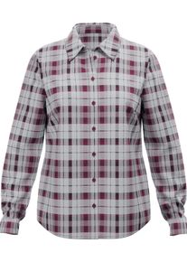 Damen Flanellbluse aus reiner Baumwolle, Webkaro ecru-aubergine-kariert