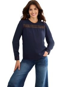 Damen Tunika mit Bl&uuml;ten-Spitze marine