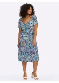 sheego by Joe Browns Witt Damen Jerseykleid mit herzf&ouml;rmigem Ausschnitt, topas-orchidee-bedruckt, Gr&ouml;&szlig;e 48, 95% Viskose, 5% Elasthan