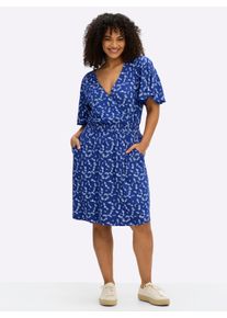 sheego Witt Damen Jerseykleid mit Fl&uuml;gel&auml;rmeln, royalblau-hellblau-bedruckt, Gr&ouml;&szlig;e 42, 95% Viskose, 5% Elasthan