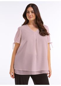 sheego Witt Damen Tunika mit Schleifendetails an den Ballon&auml;rmeln, ros&eacute;, Gr&ouml;&szlig;e 58, 100% Polyester