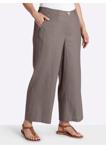 sheego Witt Damen Leinenhose mit Pailletten an den Taschen, dunkeltaupe, Gr&ouml;&szlig;e 42, 55% Leinen, 45% Viskose