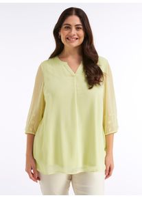 sheego Witt Damen Tunika mit Bl&uuml;ten-Applikationen am &Auml;rmel, pistazie, Gr&ouml;&szlig;e 56, 100% Polyester