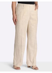 sheego Witt Damen Leinenhose mit Lurexfaden, champagner-goldfarben, Gr&ouml;&szlig;e 46, 65% Viskose, 25% Leinen, 7% Polyester, 3% metallisierte Fasern