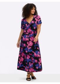 sheego by Joe Browns Witt Damen Jerseykleid mit leuchtendem Blumenmuster, schwarz-pink-gemustert, Gr&ouml;&szlig;e 42, 95% Viskose, 5% Elasthan