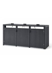 Wellker M&uuml;lltonnenbox 3er Metall anthrazit f&uuml;r 120 - 240 L Tonne g&uuml;nstig