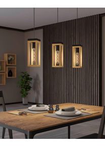 Eglo Leuchten Eglo NAFFERTON Pendelleuchte Naturfarben, Schwarz, 3-flammig