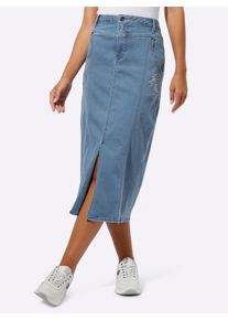 WITT Damen Jeansrock mit Baumwolle und Lyocell, blue-bleached, Gr&ouml;&szlig;e 44, 56% Baumwolle, 19% Polyester, 14% Lyocell, 10% Viskose, 1% Elasthan